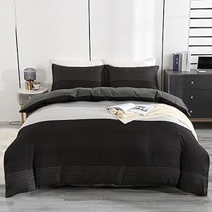 Moosfor Soft Microfiber Single Duvet Cover Set with Pillowcase, Black-image-a13e0da1-50fc-48e5-aebf-87ac556ed257-55640