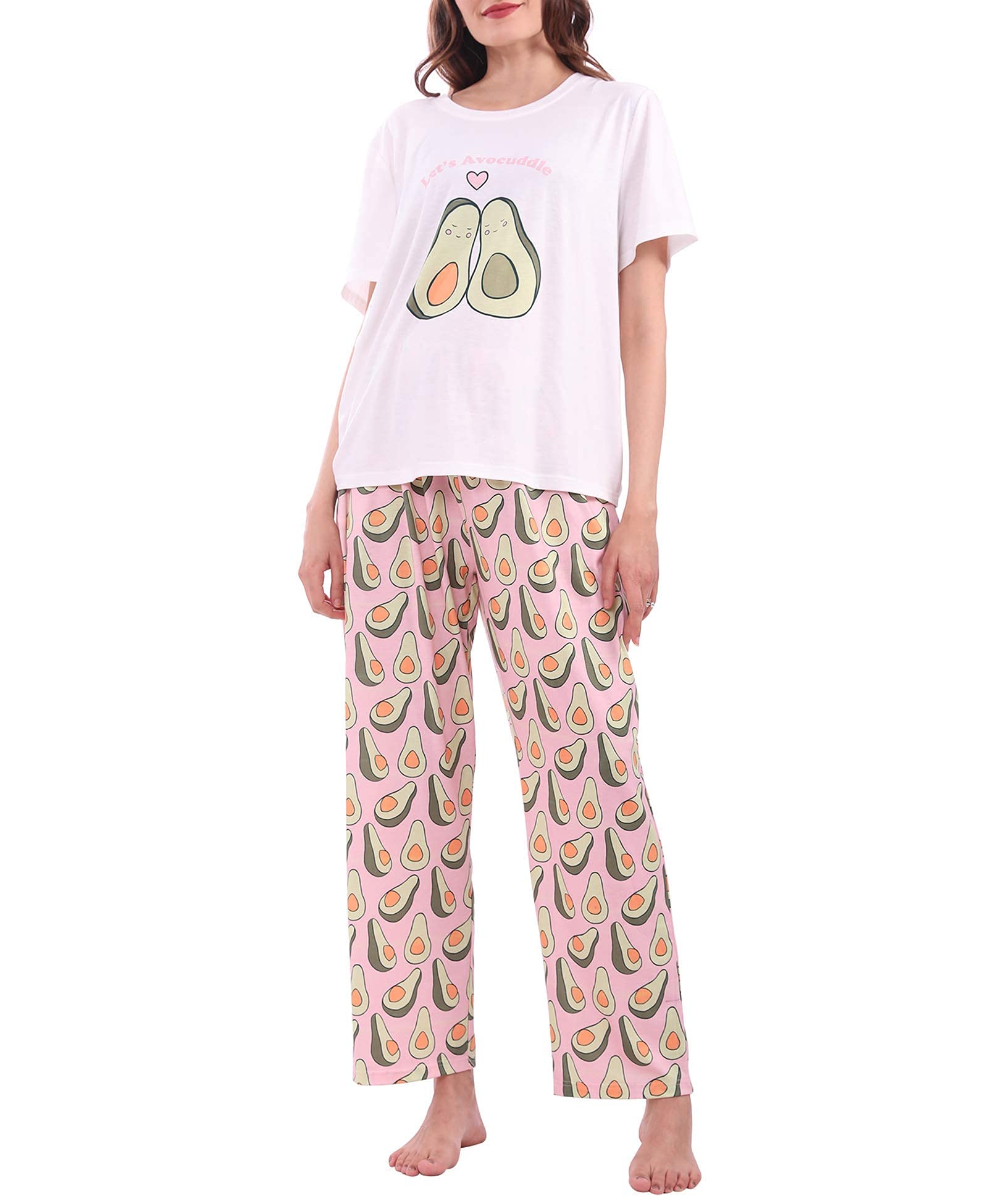 Cute Avocado Print Ladies Pyjama Set, Soft Two-Piece Sleepwear - Size M-image-8e30eed0-ced0-451e-8124-a1b68be43704-53931