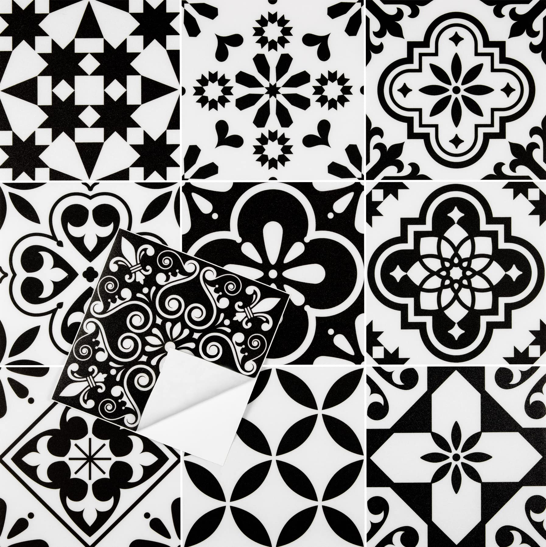 Peel & Stick Vinyl Floor Tiles Waterproof - Black 20x20cm 40pcs-image-45b8e454-961e-46ee-b6b4-ddc5d3f2b158-101464