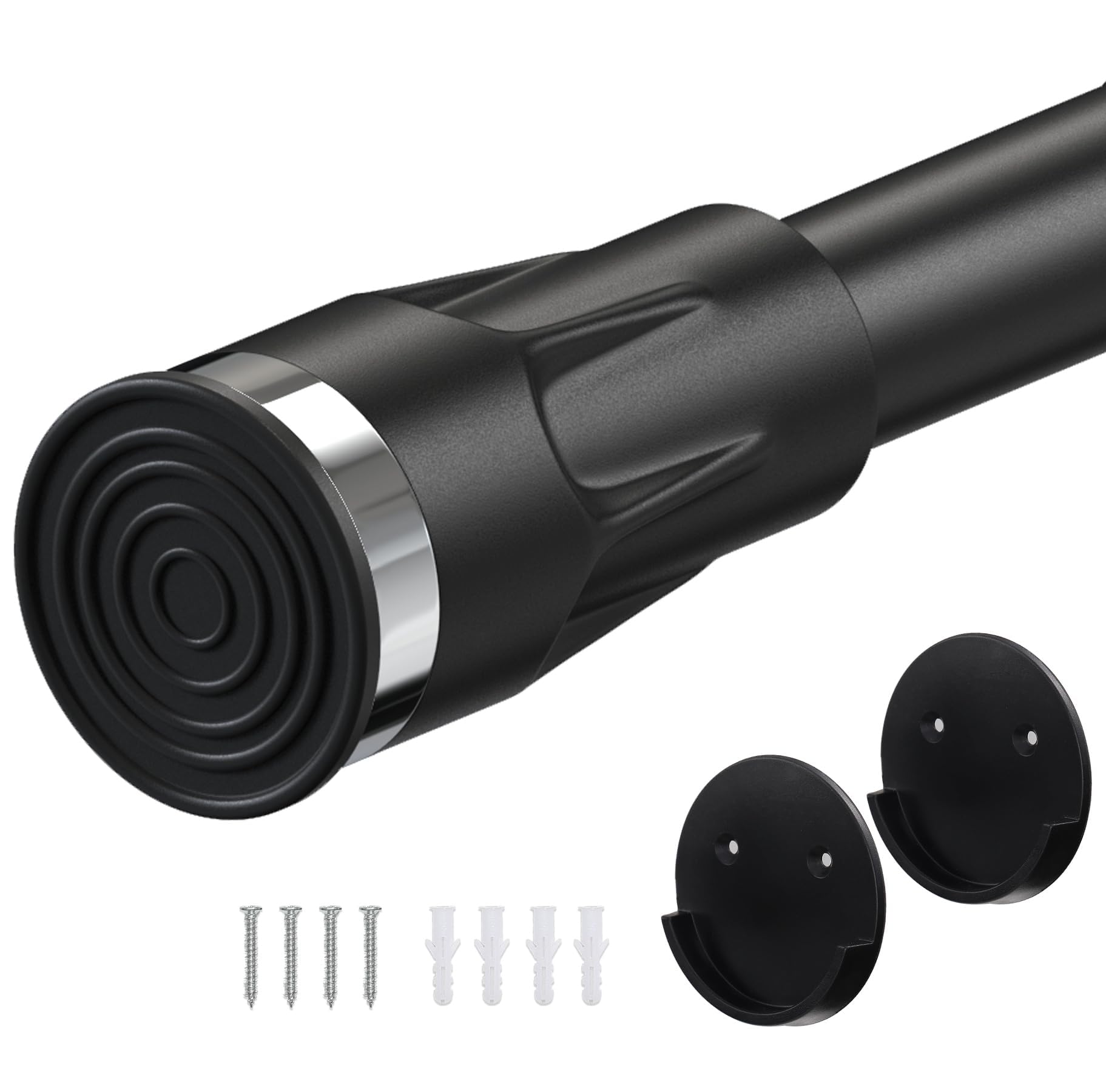 Heavy Duty Shower Curtain Pole - Black 109-151cm