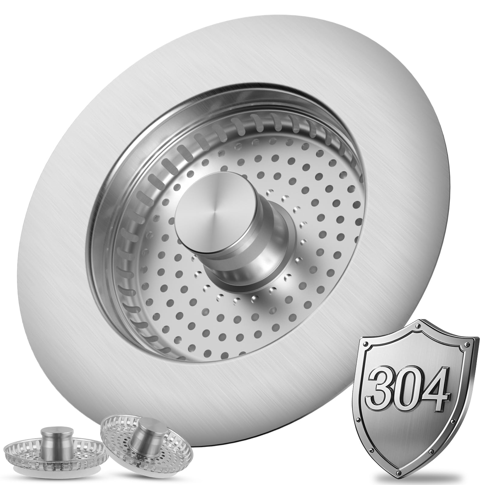 Stainless Steel 3-in-1 Kitchen Drain Stopper & Strainer Set - Odour-Proof & Leak-Proof, Fits 72-86mm Sink Holes