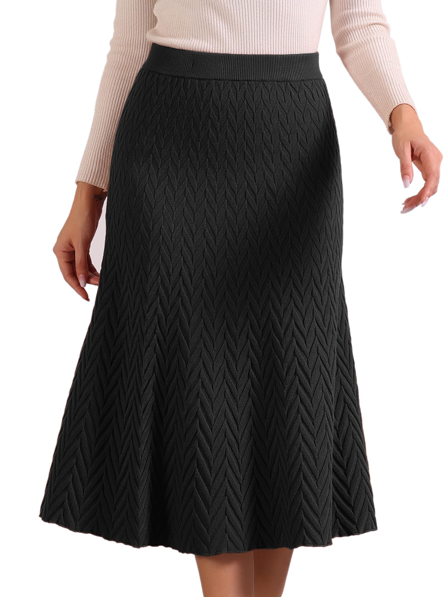 Women's A-Line Knit Skirt - Black L-image-ba4e766d-3879-4c35-91a1-e032dc96944a-115478
