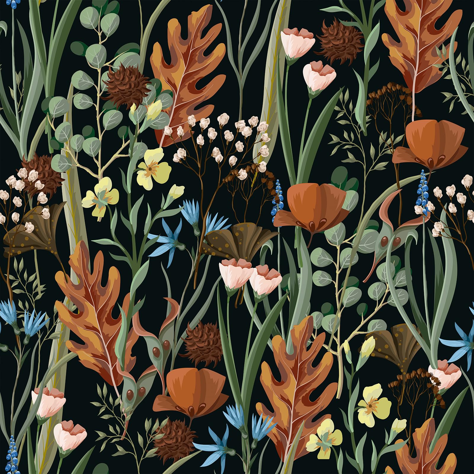 Floral Wallpaper Self Adhesive - Black 44.5 x 300 cm-image-b4622bcc-858c-45b8-88d5-42390c540c40-99061