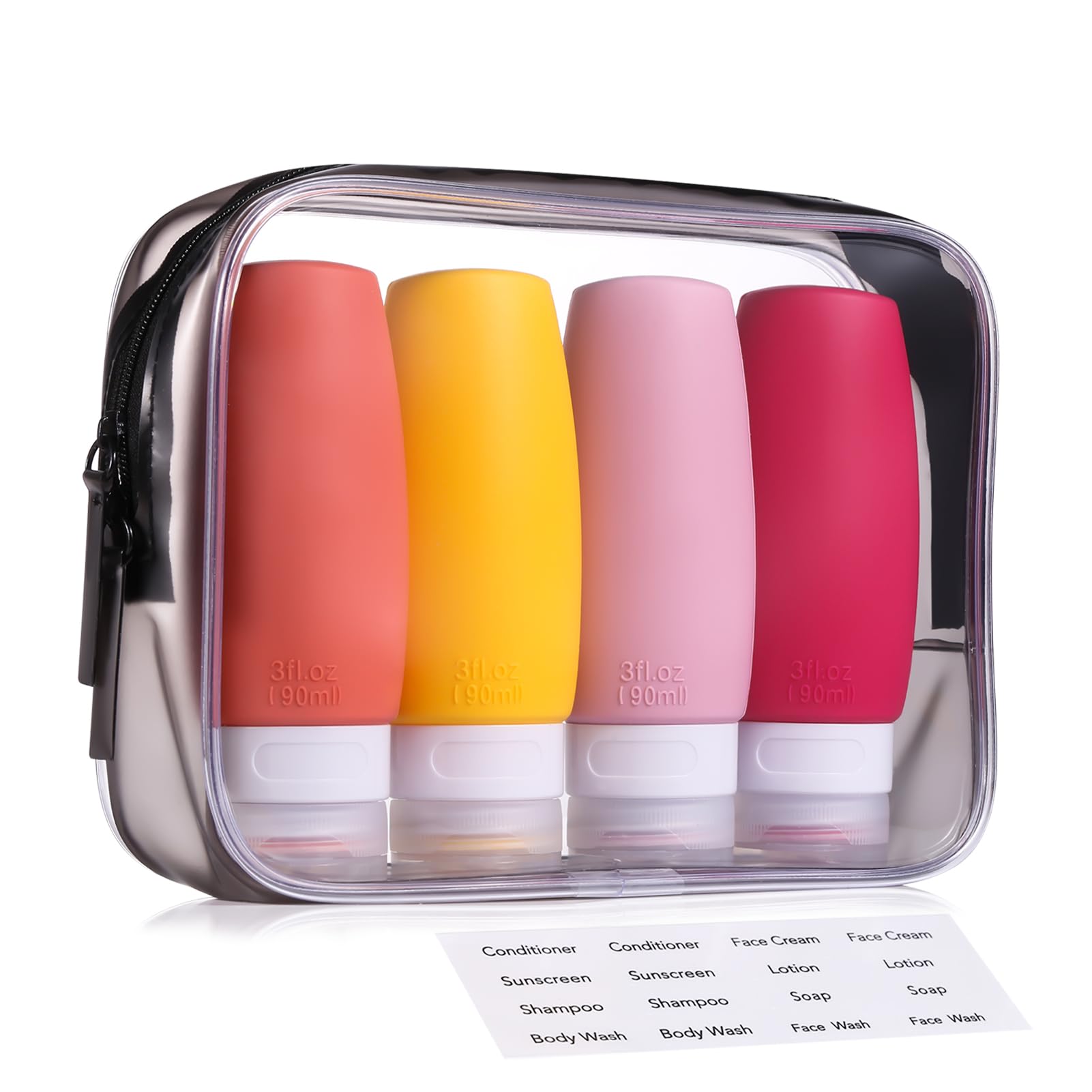90ml Red Silicone Travel Bottles Set - Containers with Bag (4 Pack)-image-0fa3a649-3986-49af-870d-58ec92eb934d-56106