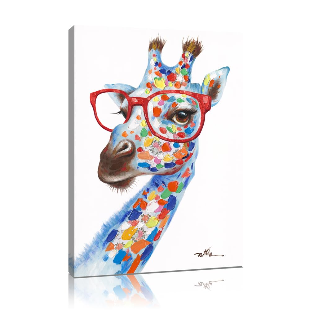 GEPAS Colorful Giraffe with Canvas Wall Art Funny Animal Wall Glasses-image-00db0433-1a37-4417-80ed-5babbd97c0af-33174