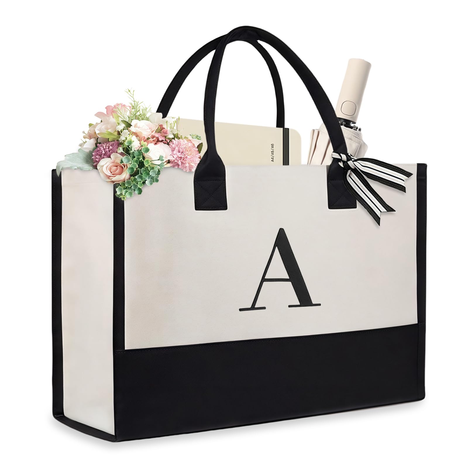 Aucuu Personalized Initial Canvas Beach Bag, Canvas Tote Bag,-image-7d5c4a85-bccf-47ee-8d72-962b1ea4e9af-41988