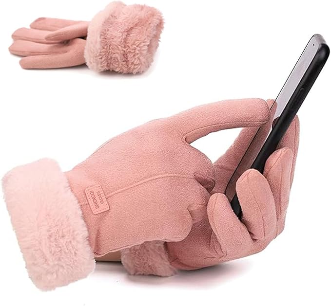 Women's Pink Touch Screen Gloves with Plush Lining - Size M-image-c359ed2a-657f-447e-8fd9-1ec3166e4991-53474