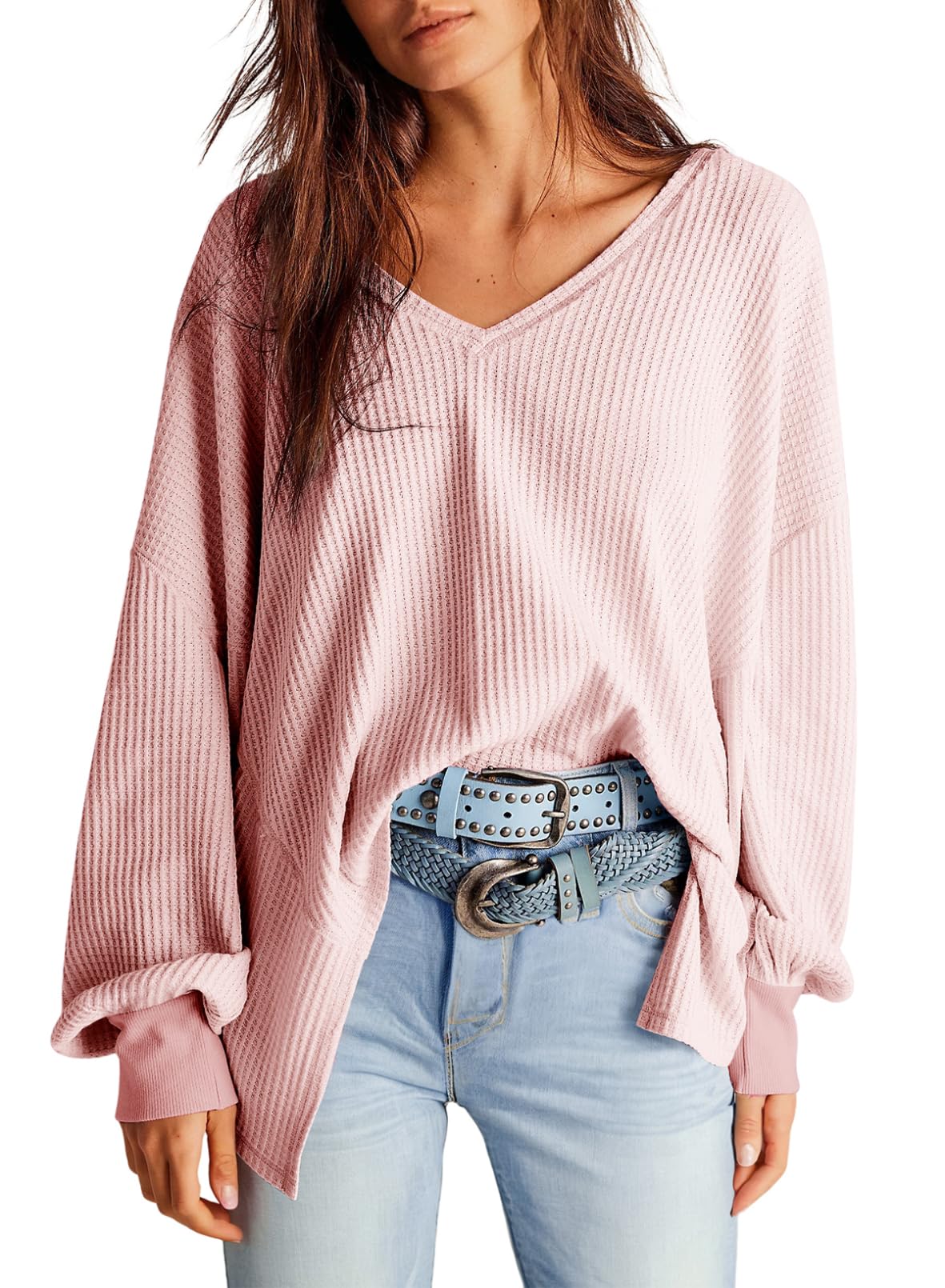 Women's Waffle Knit Top - Light Pink M-image-dd484590-495d-4b7d-8bc9-54ba058da2bb-122367