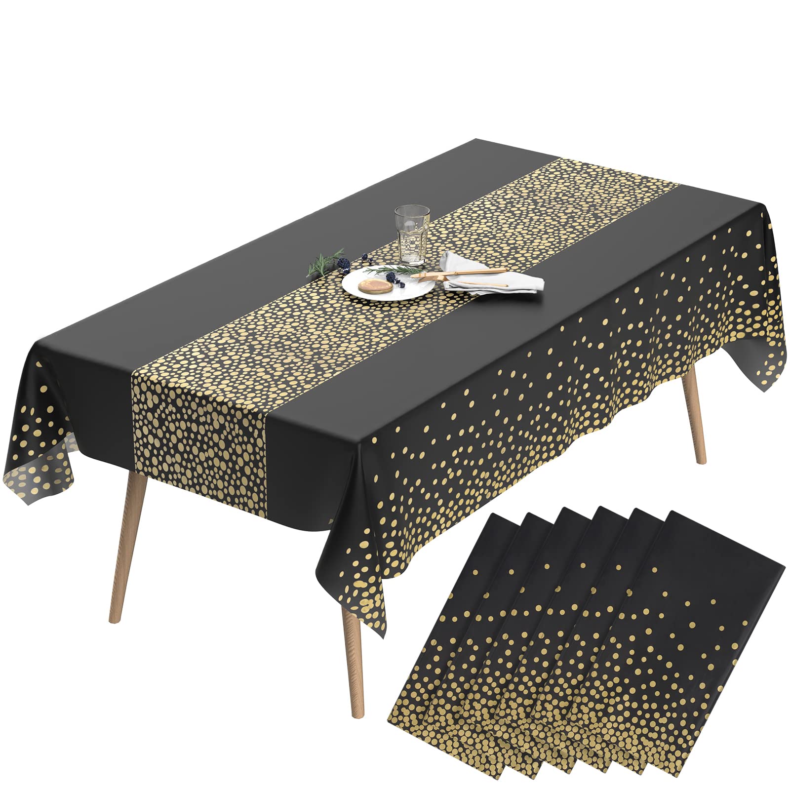 WENYA Plastic Table Cloths - Pack Black 6 (Black, 54" x 108")-image-47dab582-138e-4f5c-8fa0-ba1958b3ec1d-54413