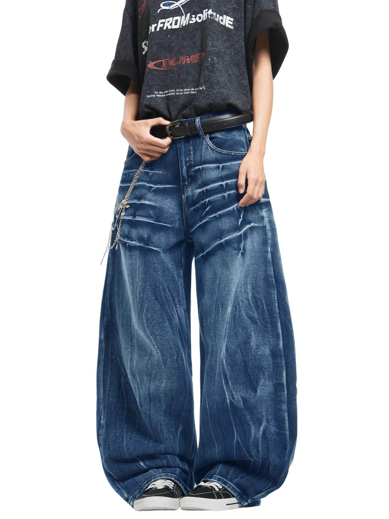 Men's Distressed Baggy Jeans - Dark Blue XS-image-192bd73c-7e6d-40c1-b6ac-094705ff8118-95652