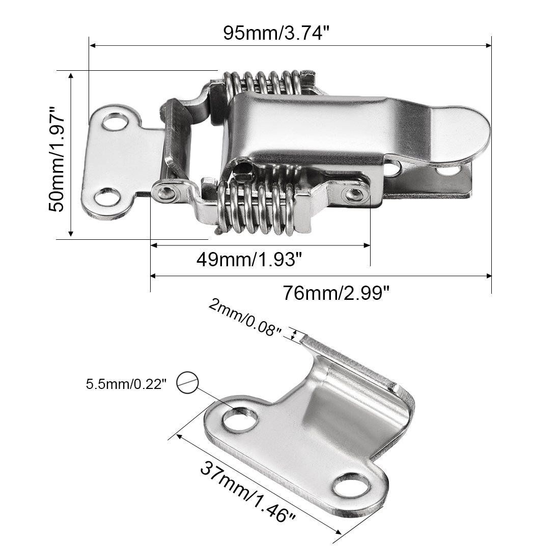 Uxcell 8pcs 201 Stainless Steel Spring Loaded Toggle Latch