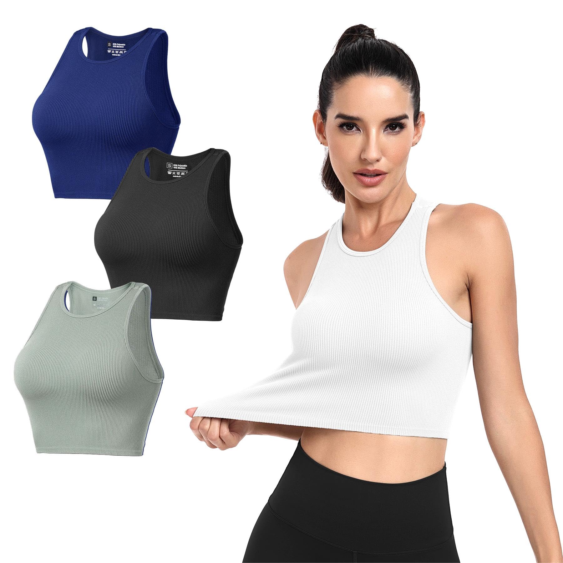 Women's White Racer Back Sleeveless Ribbed Crop Top - Perfect for Gym, Yoga & Running - Great Value-image-285ccec5-1eee-4259-a150-47e6e247dcb0-66885