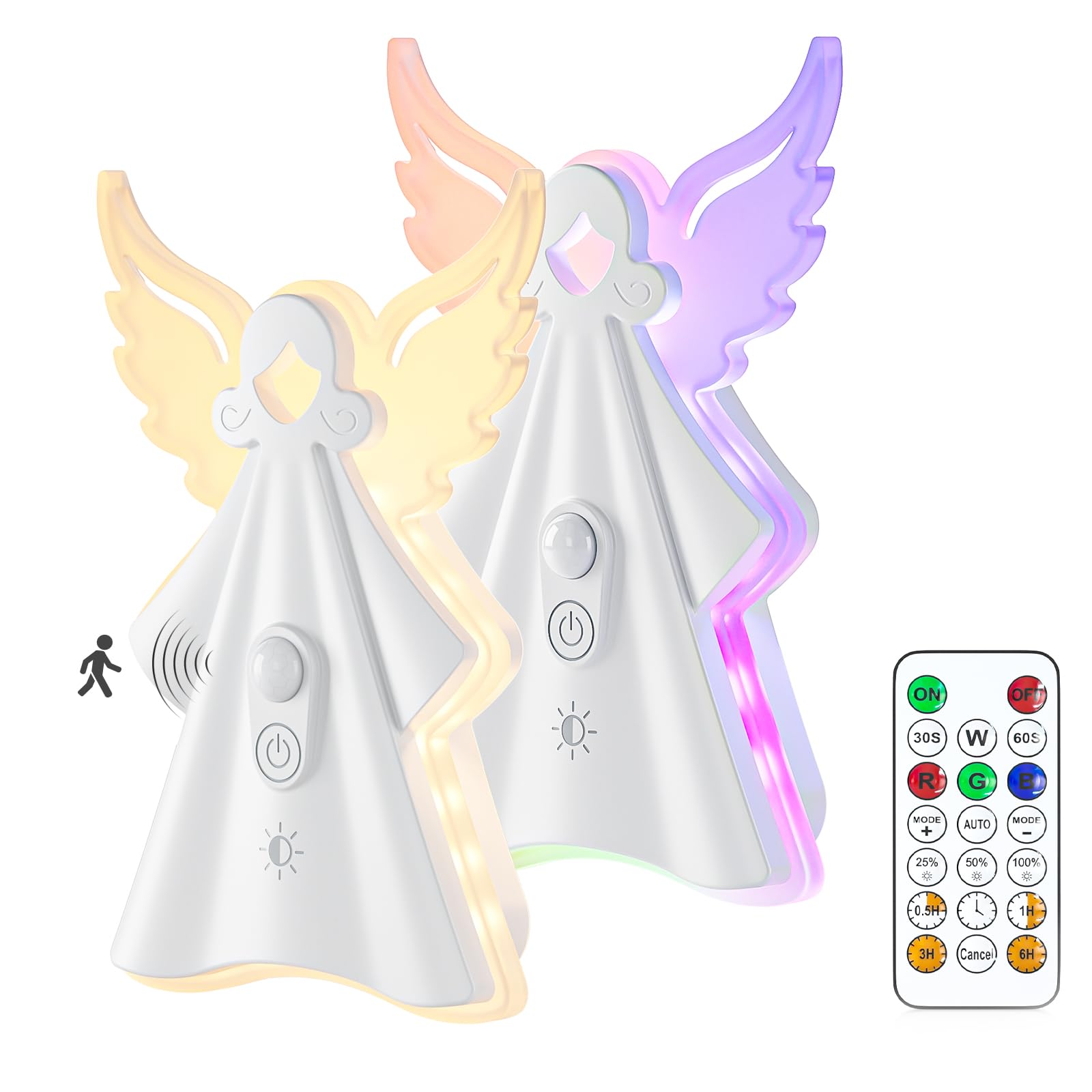 Motion Sensor Night Lights, Dimmable Touch Lamps, 18 Colour Modes, Rechargeable LED with Remote, 2 Pack-image-ca0ae25d-d10b-4bc5-9a16-adde3367de08-76158