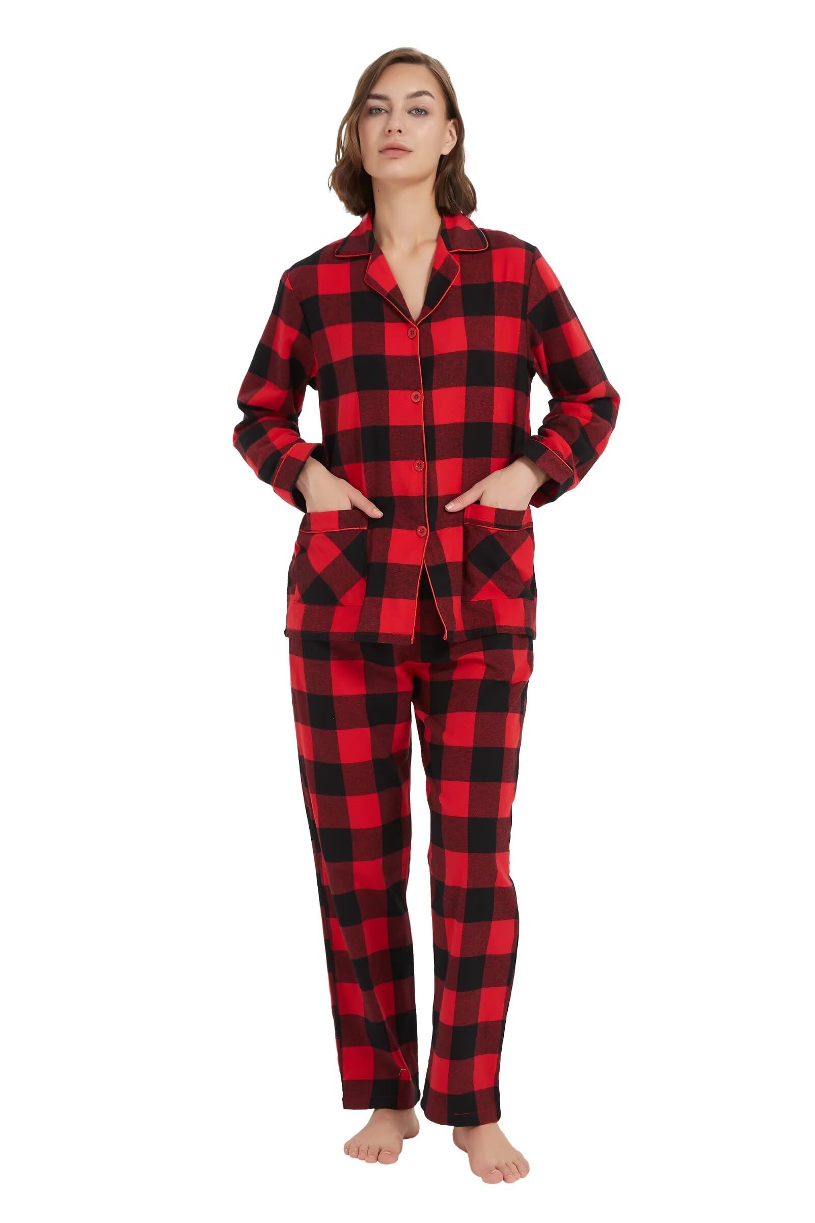 Women's Cotton Flannel Pyjama Set - Red and Black Plaid 3 L-image-7756db03-cb96-4851-9d65-7b4b6a670e45-111639