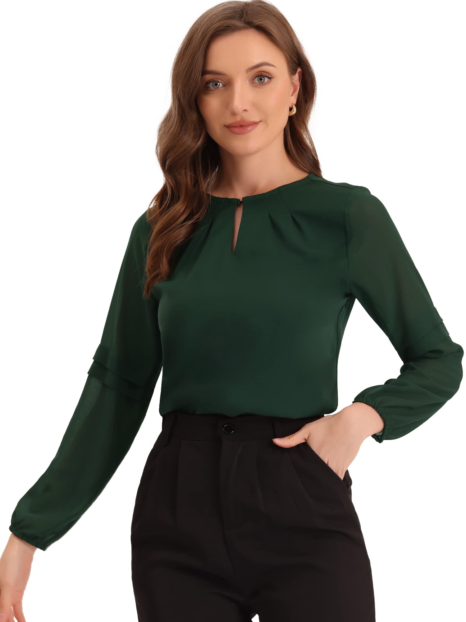 Women's Chiffon Work Blouse - Army Green XL-image-fbfc6fe0-0017-4a3b-85db-4cf76020b065-116016