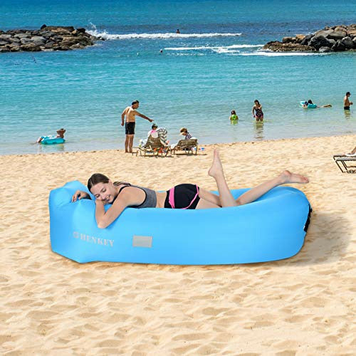 Inflatable Lounger, SHENKEY Water Proof& Anti-Air Leaking Design
