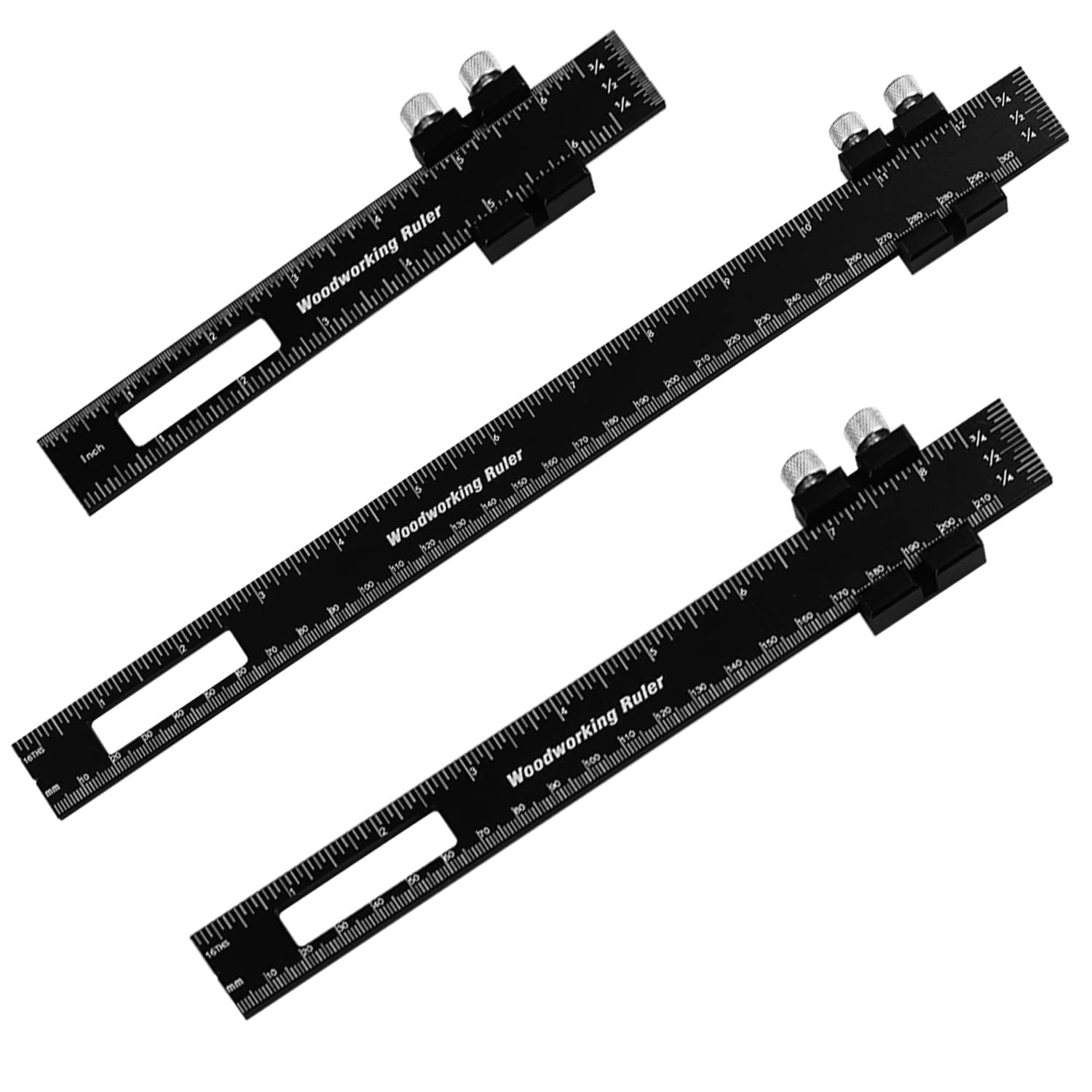 Woodworking Pocket Ruler Set - Black 12/8/6 Inch-image-bc105442-9c1d-4691-8f3c-17d5c5451229-112282