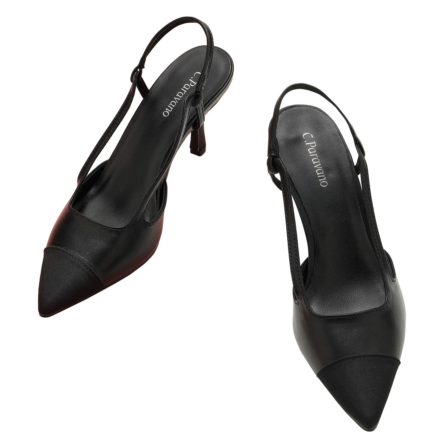 C.Paravano Women's Slingback Pumps - Pointed Toe Kitten Heels With Adjustable Strap - View #4