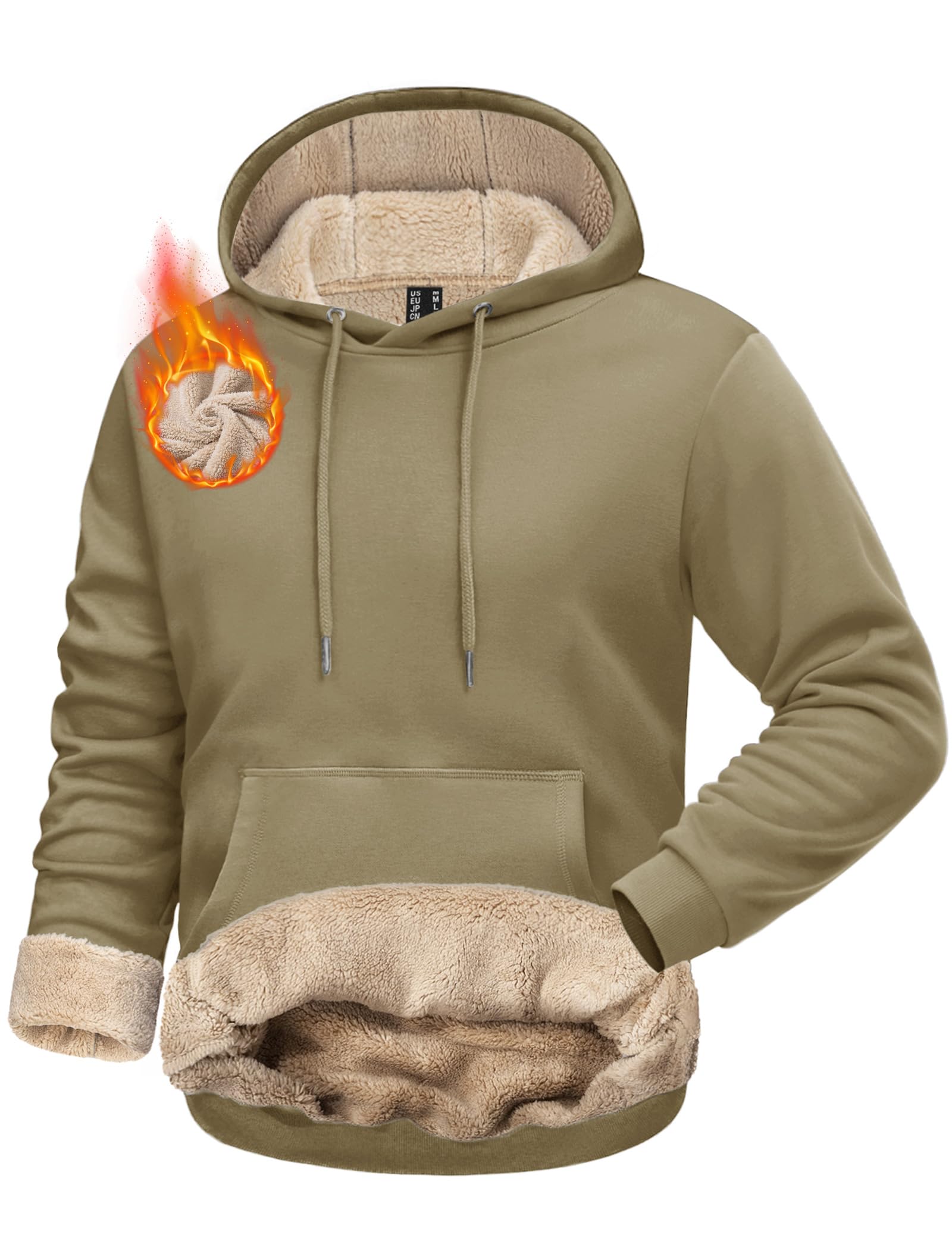 Men's Winter Work Hoodie Fleece Lined - Khaki XL-image-7901f7a5-0982-4163-961c-d3fa4360bb0a-102126