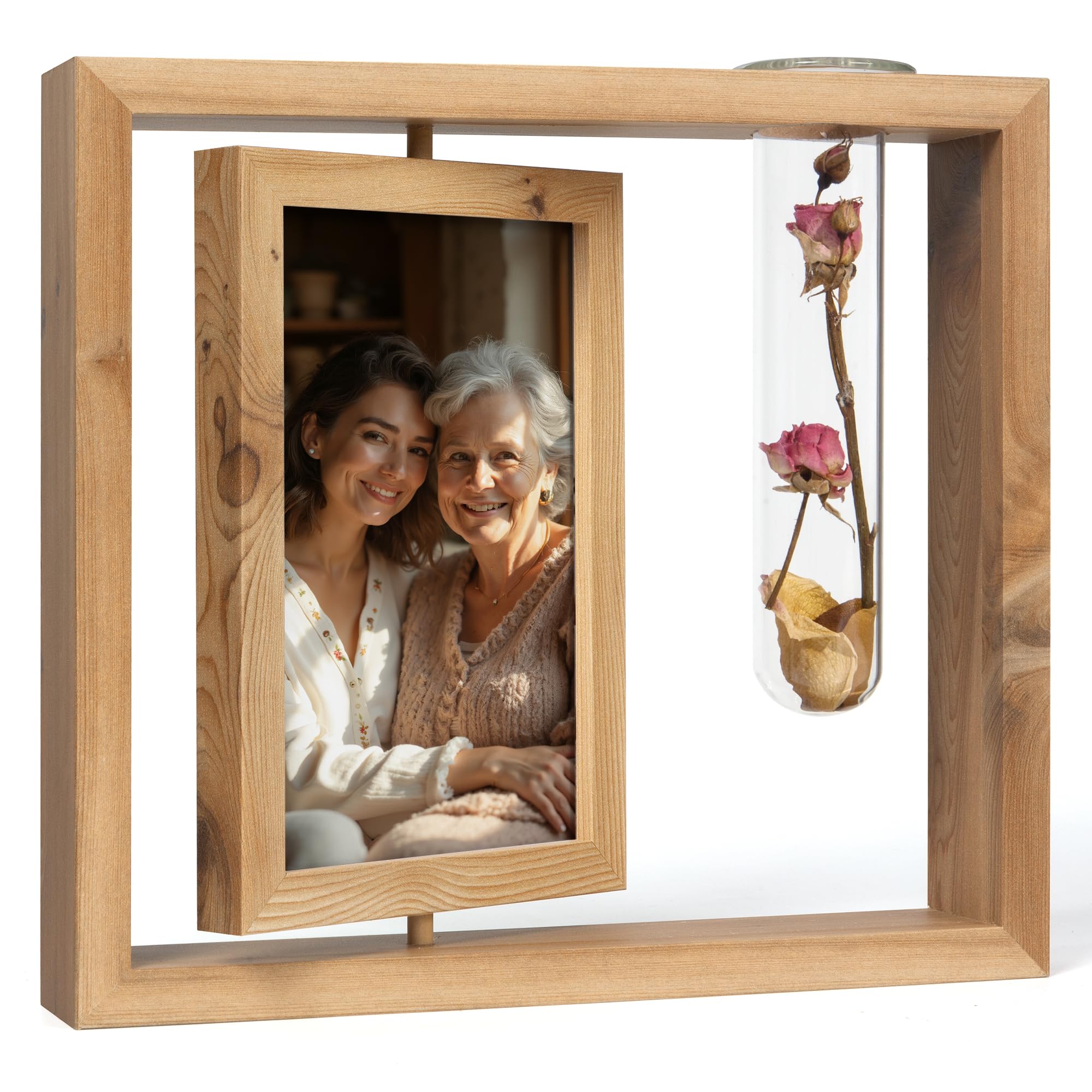 Rotating Wooden Photo Frame - 4x6 Brown-image-c81f3244-85dd-4330-bb6b-ce73a77550f0-4398