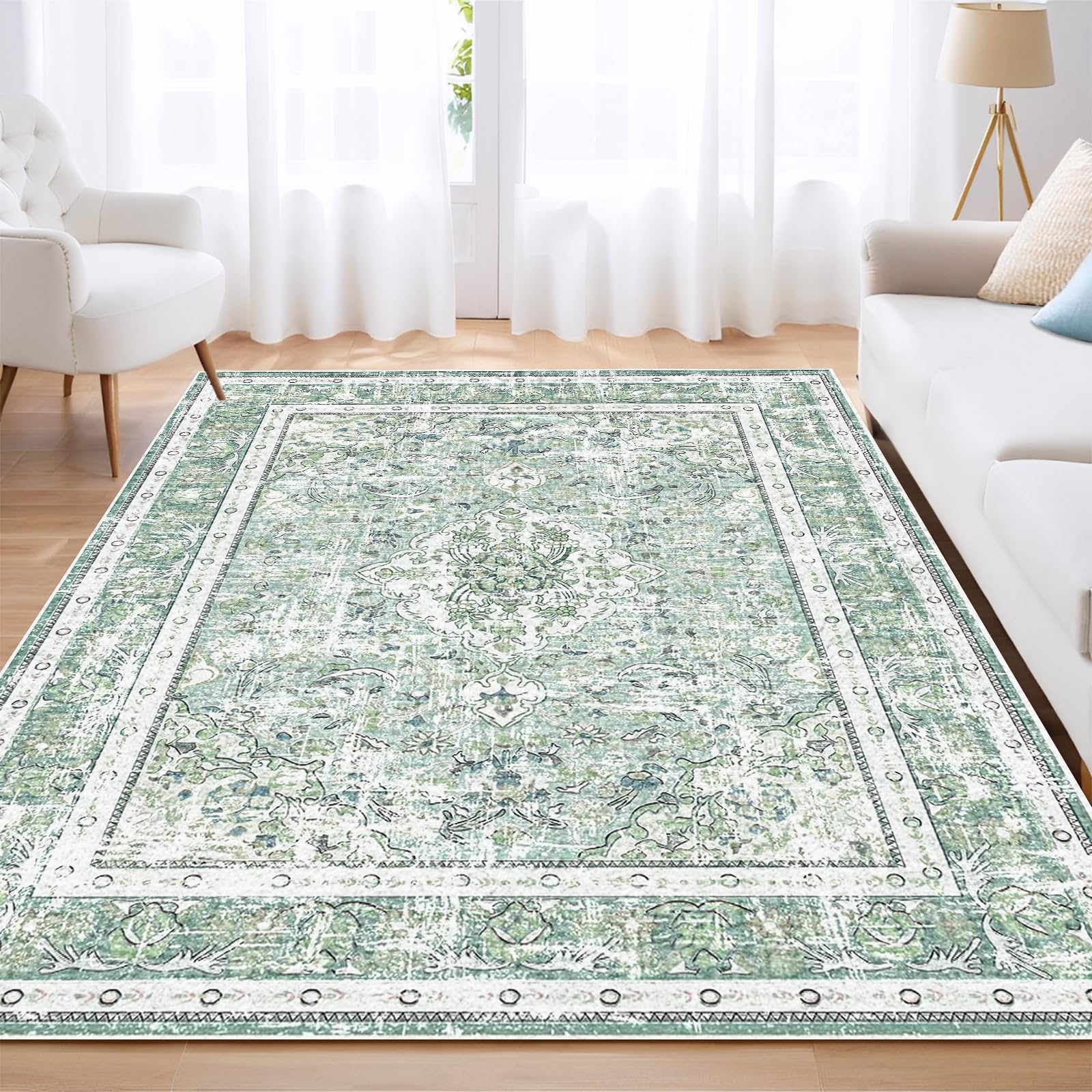 Washable Moroccan Boho Rug - 120x160cm Blue-image-ba4bfaf7-f944-4903-a8ea-da7fe4fc90c1-93759