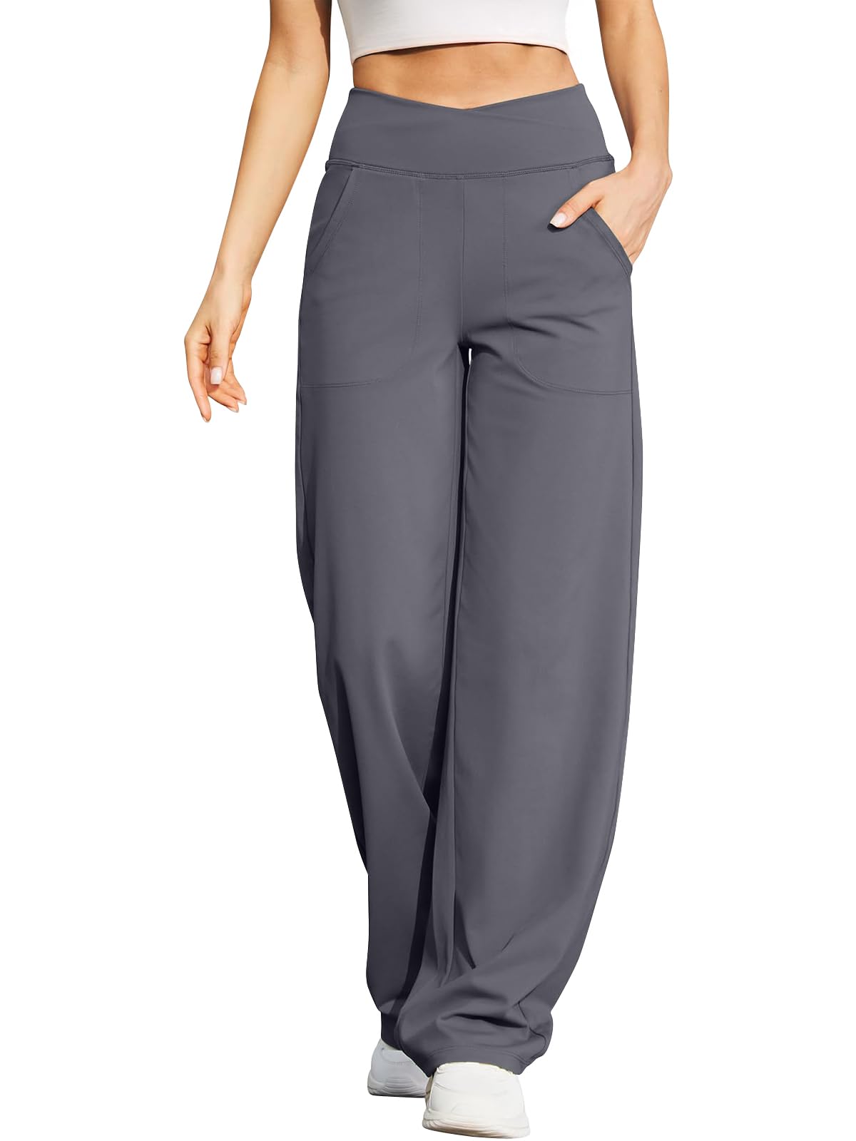 Women's High Waist Trousers - Dark Grey M-image-7a2db59f-38ac-4c63-b7c0-7531e2000579-92508