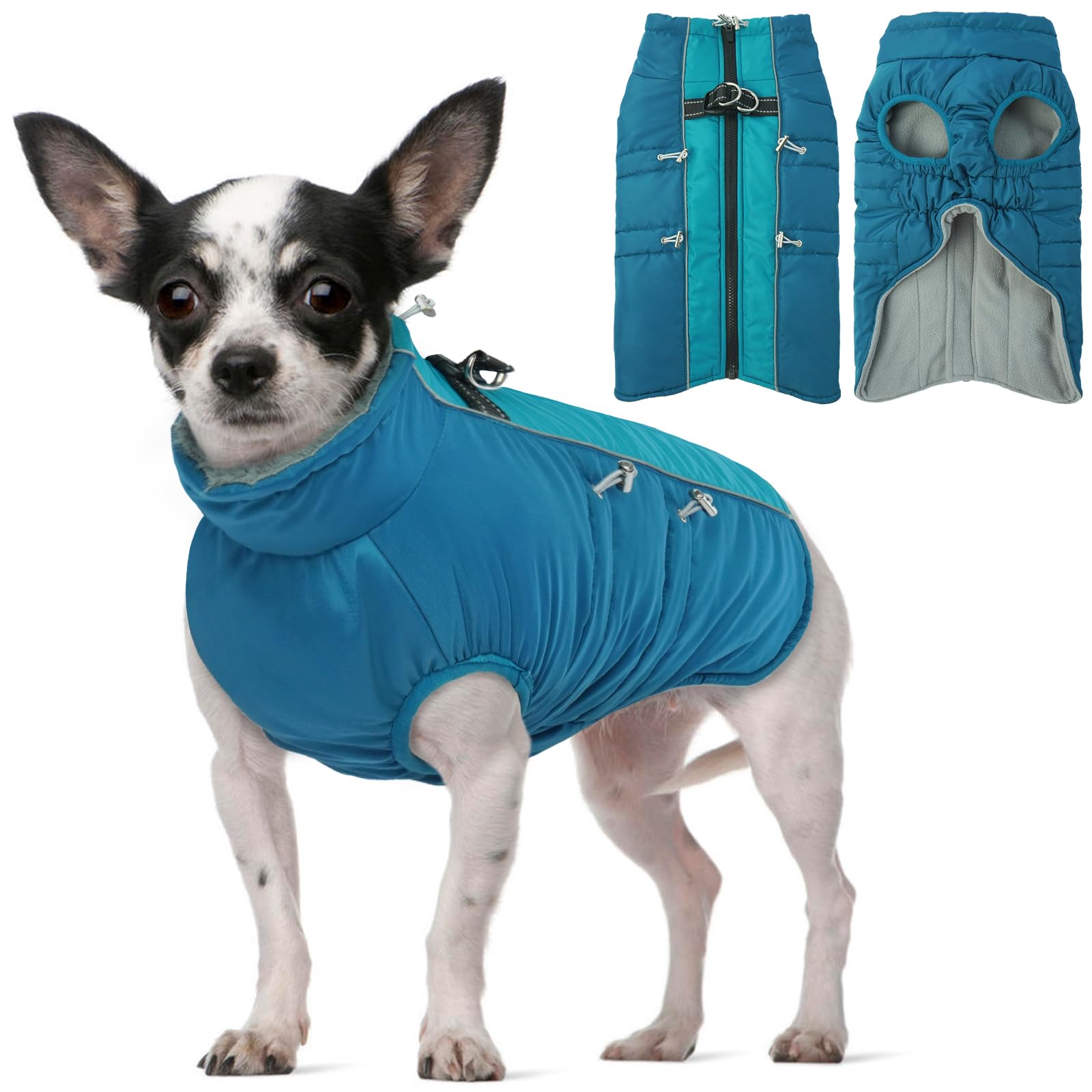 Dog Coat Waterproof Fleece Lined - Green Small-image-89796efb-d33a-4f04-9a9b-9a8c4db2388e-110572