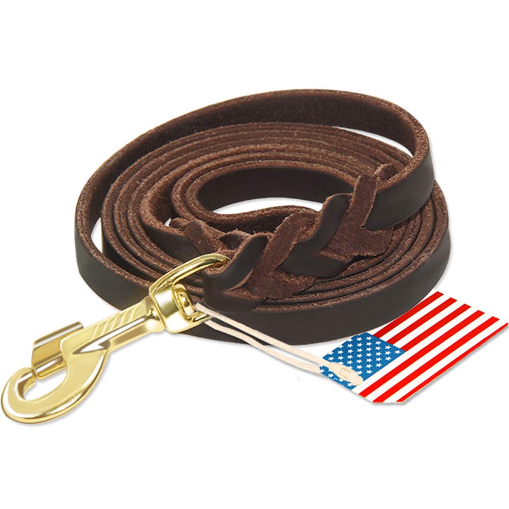 Leather Dog Training Leash - Brown 6ft-image-89712299-1b08-494e-9714-209880aadb5f-123415