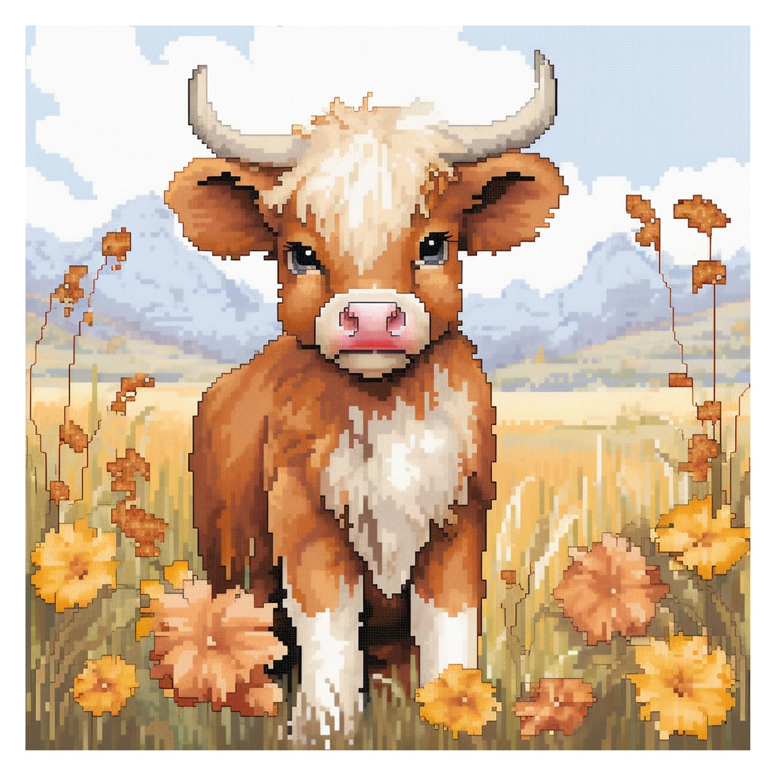 11ct Counted Cross Stitch Kit for Beginners - Easy Animal Calf Pattern 40x40 cm-image-9d29ea91-a5cc-4ef6-9576-6836f60afcda-58701