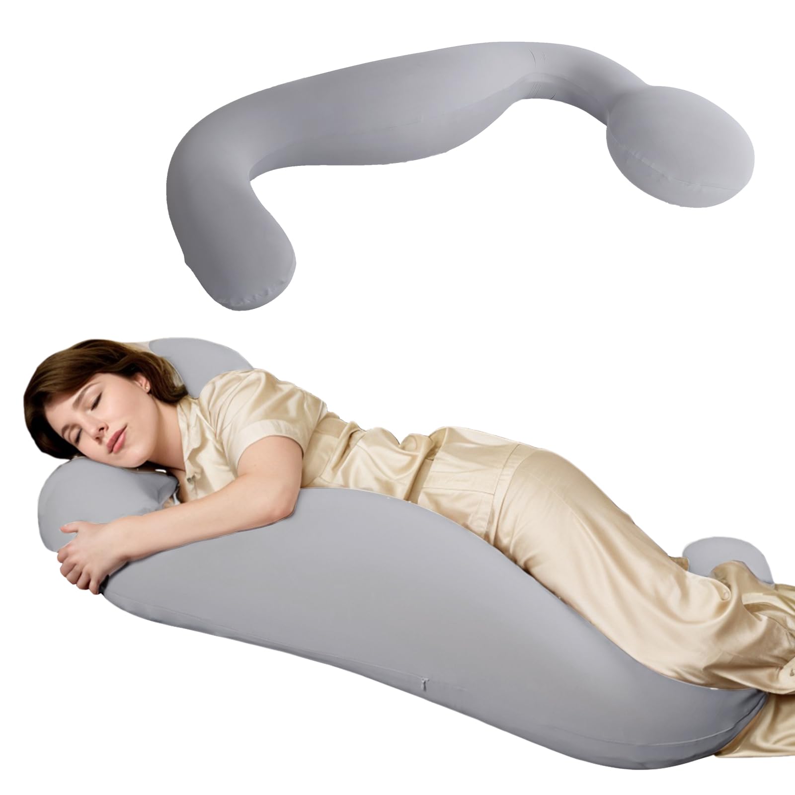 Memory Foam Pregnancy Pillow - Grey One Size-image-acb8ac63-8967-499d-90a4-5ebc482215eb-108046