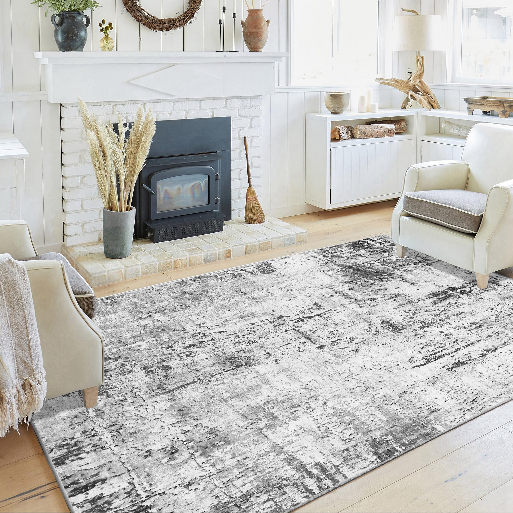 Fluffy Area Rug Washable Non-Slip - Grey 120x170cm-image-6240f6d3-7bb8-46b7-9dab-5c27388db203-94495