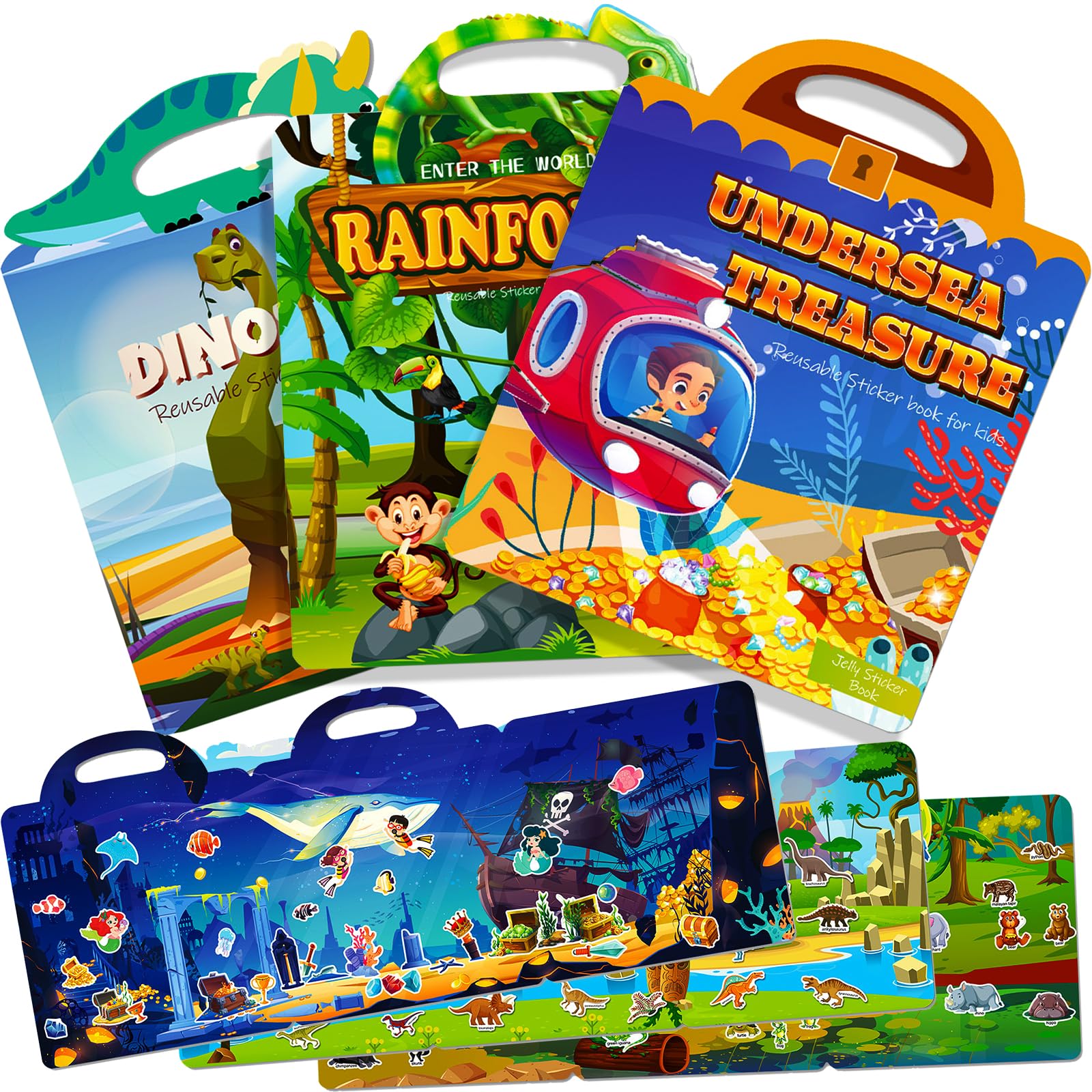 3-Pack 3D Jelly Dinosaur & Animal Reusable Sticker Books for Toddlers-image-602874c6-4435-402f-a580-ba43c2f7c3d9-61762