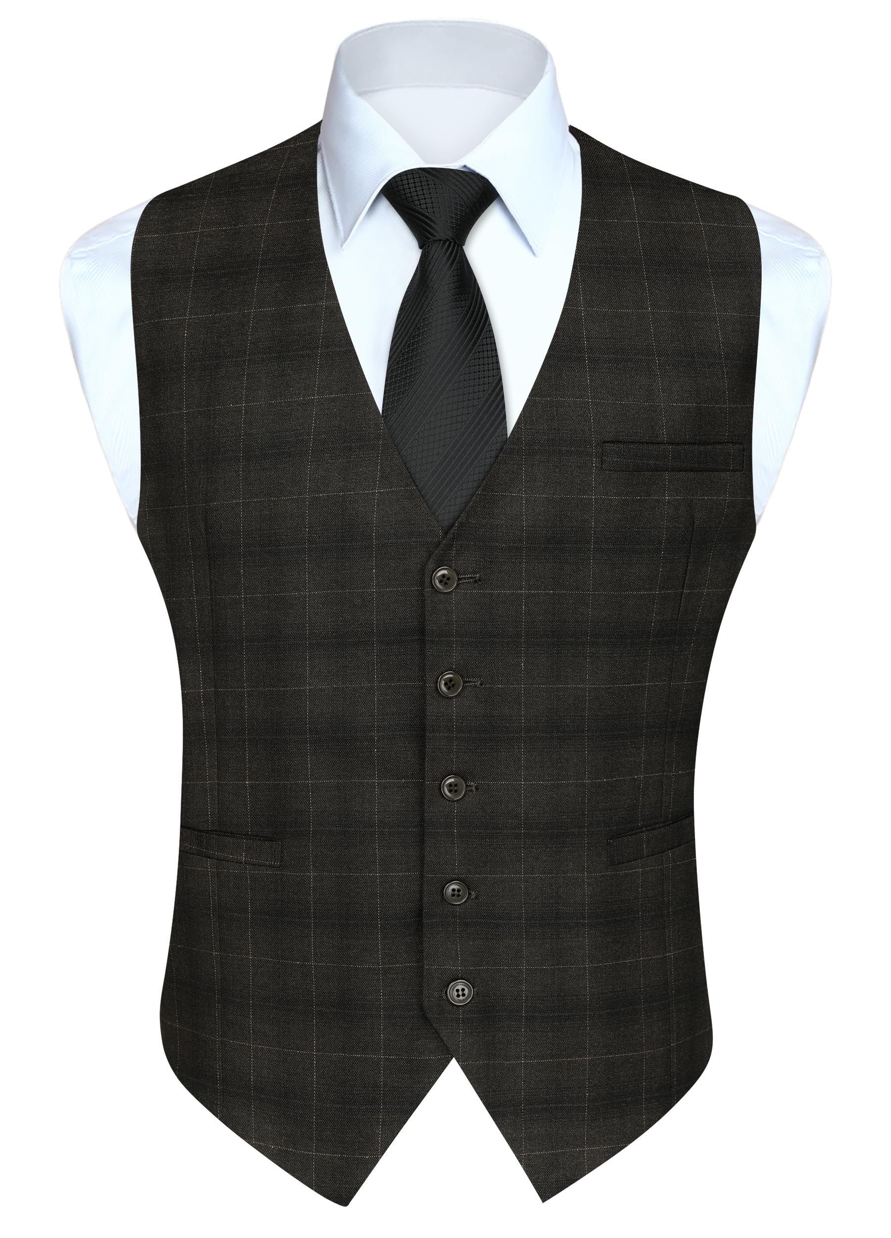Men's Cotton Plaid Waistcoat - Brown S-image-8dbf4448-0176-45eb-80b0-2c48106f8ea0-103923