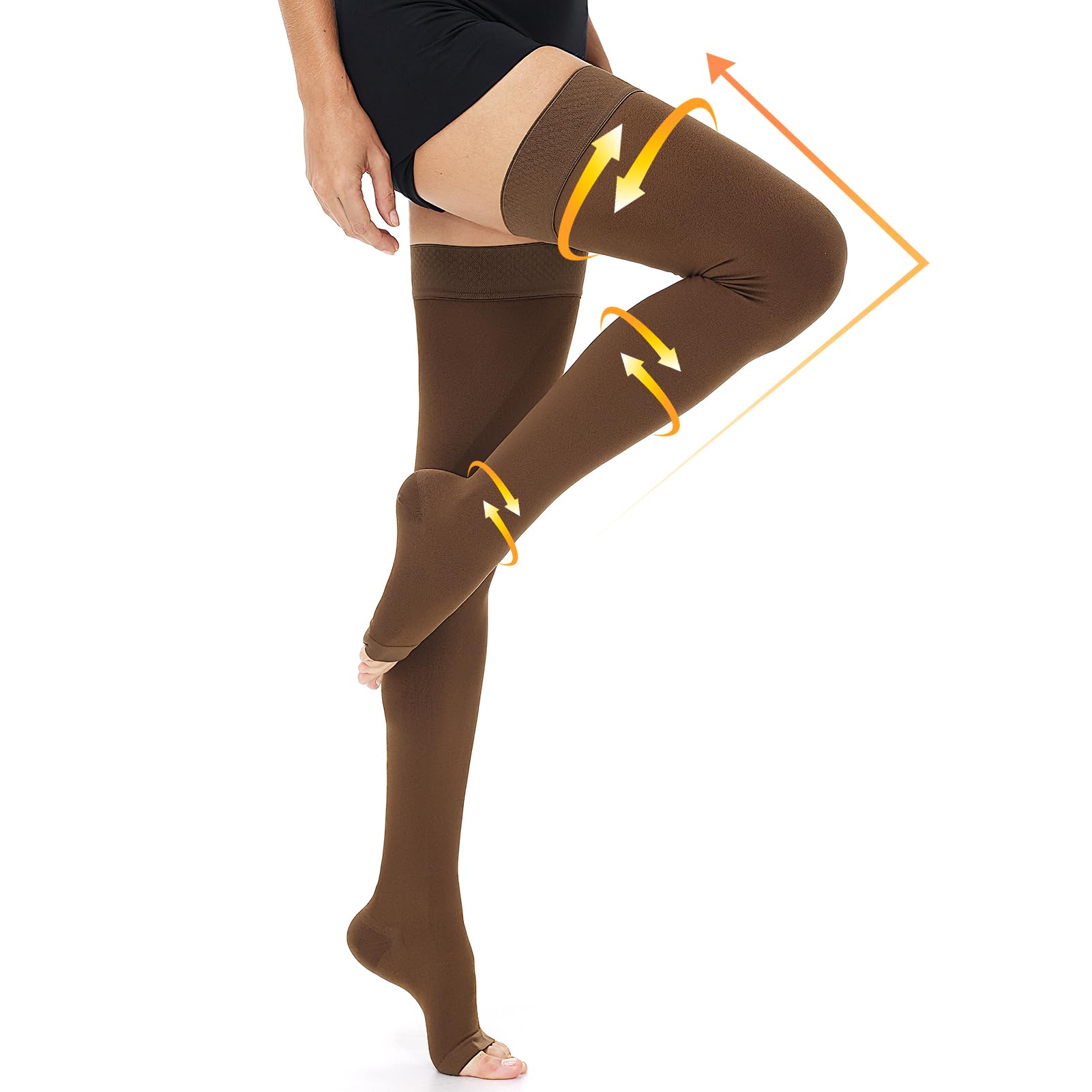 Thigh High Compression Stockings - Brown 15-20 mmHg-image-0519e2e9-694a-4f18-bcad-1290849fec95-113751