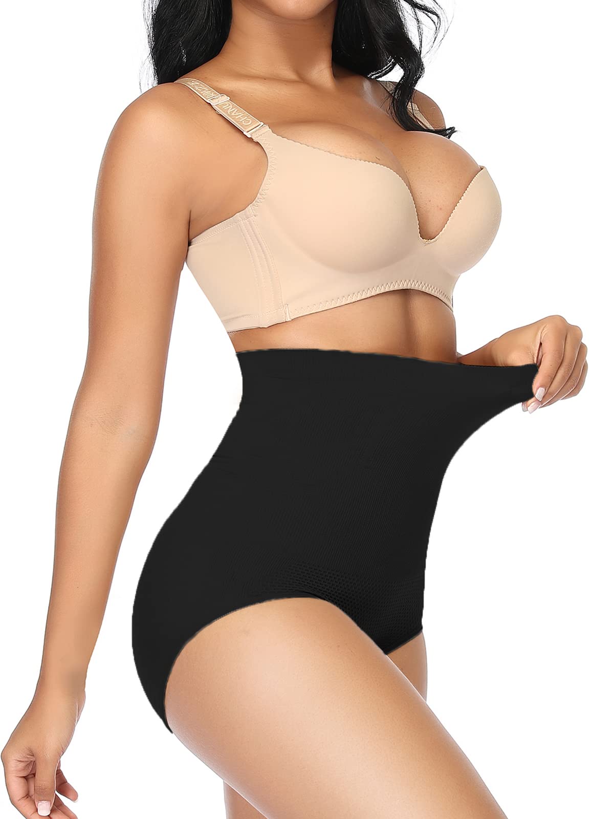 Black High Waist Tummy Control Thong - Slimming Shapewear for Women, Full Coverage (M)-image-b084897a-8eec-4a0a-90ea-a93a6b268e2e-54536
