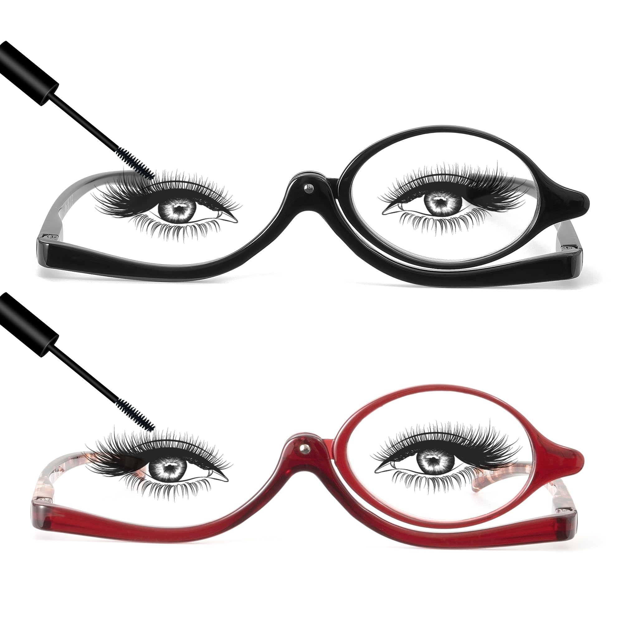 Makeup Reading Glasses Flip Down - Black & Red Tortoise +2.75-image-96c64454-3747-450e-bd7b-af06d9486da5-119659