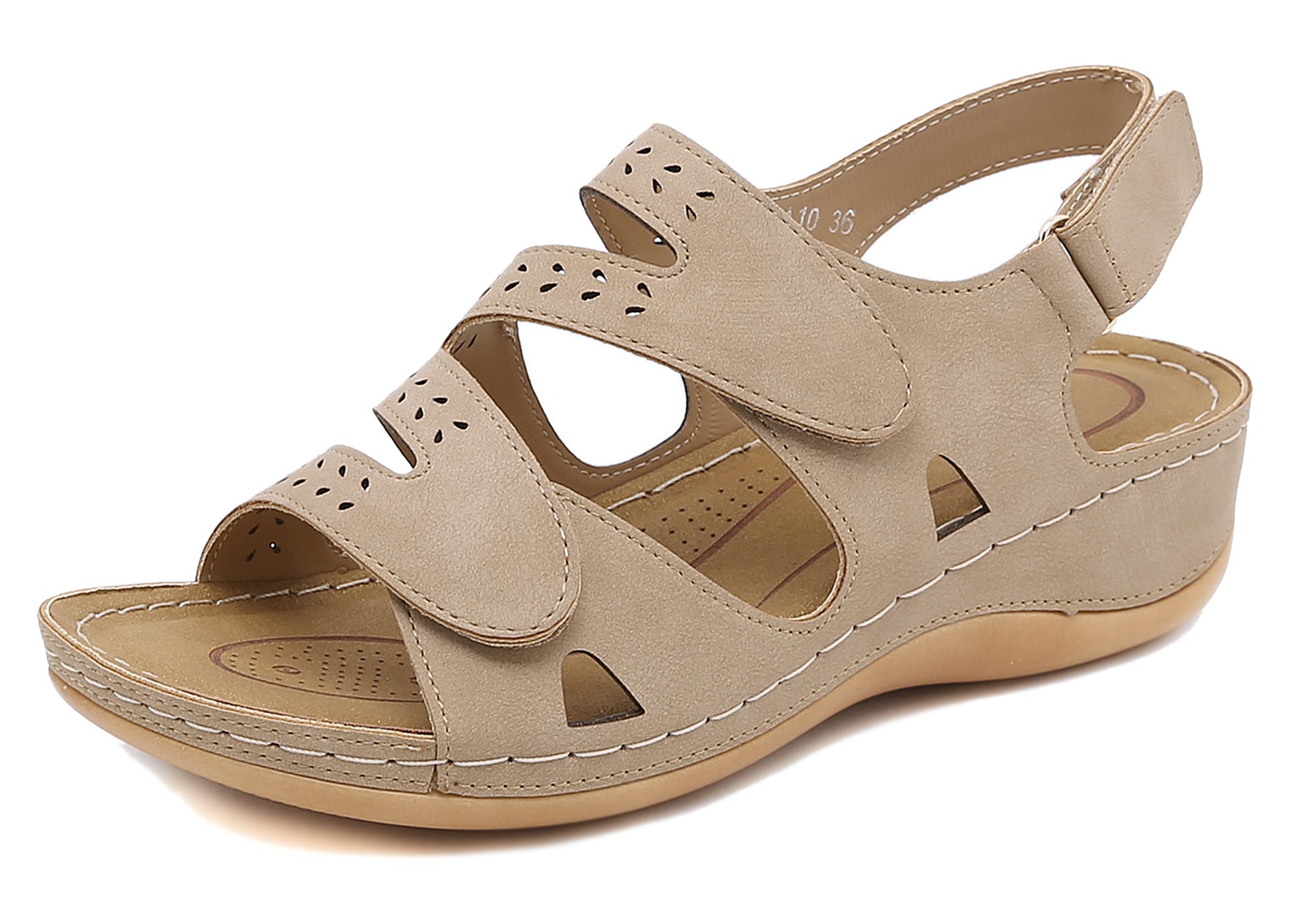 Ladies Orthopaedic Peep Toe Sandals - Beige 8 UK-image-ad7cbcd2-0235-4de2-a41c-4dac085143f8-90072