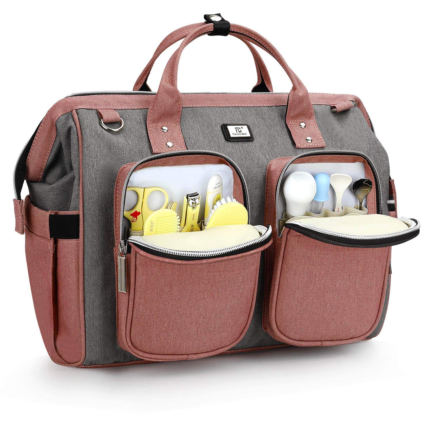 Baby Changing Bag with Mat - Pink With Grey S-image-053439f7-424f-41e9-8774-96f616d22746-120743
