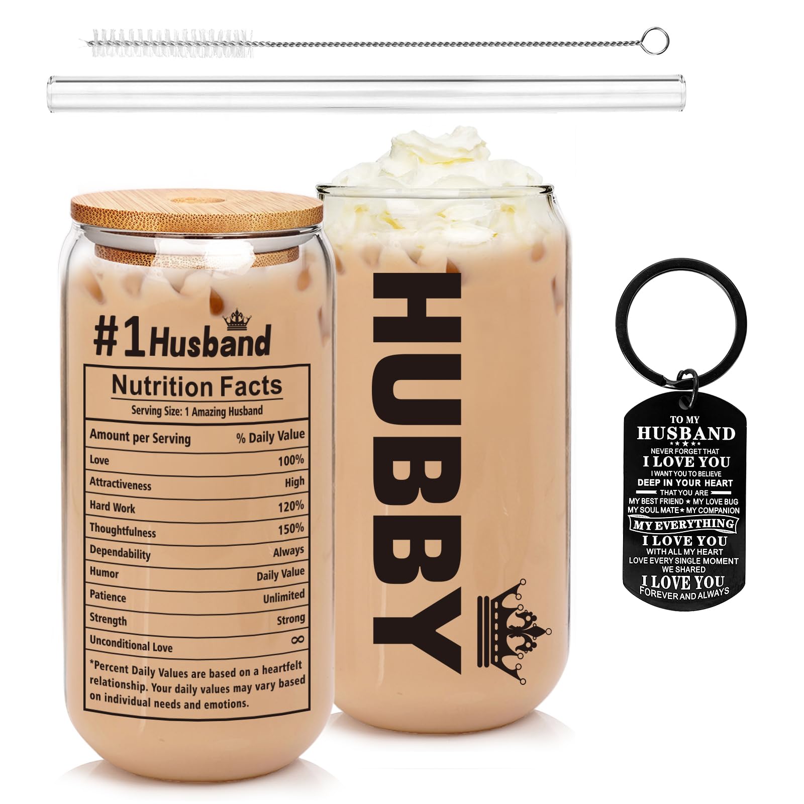 ONEHAUS Glass Cup with Bamboo Lid & Straw - Perfect Engagement & Wedding Gift for Husband-image-7d9bd4a3-536f-4b83-b4ec-9b46d5efda4b-55047