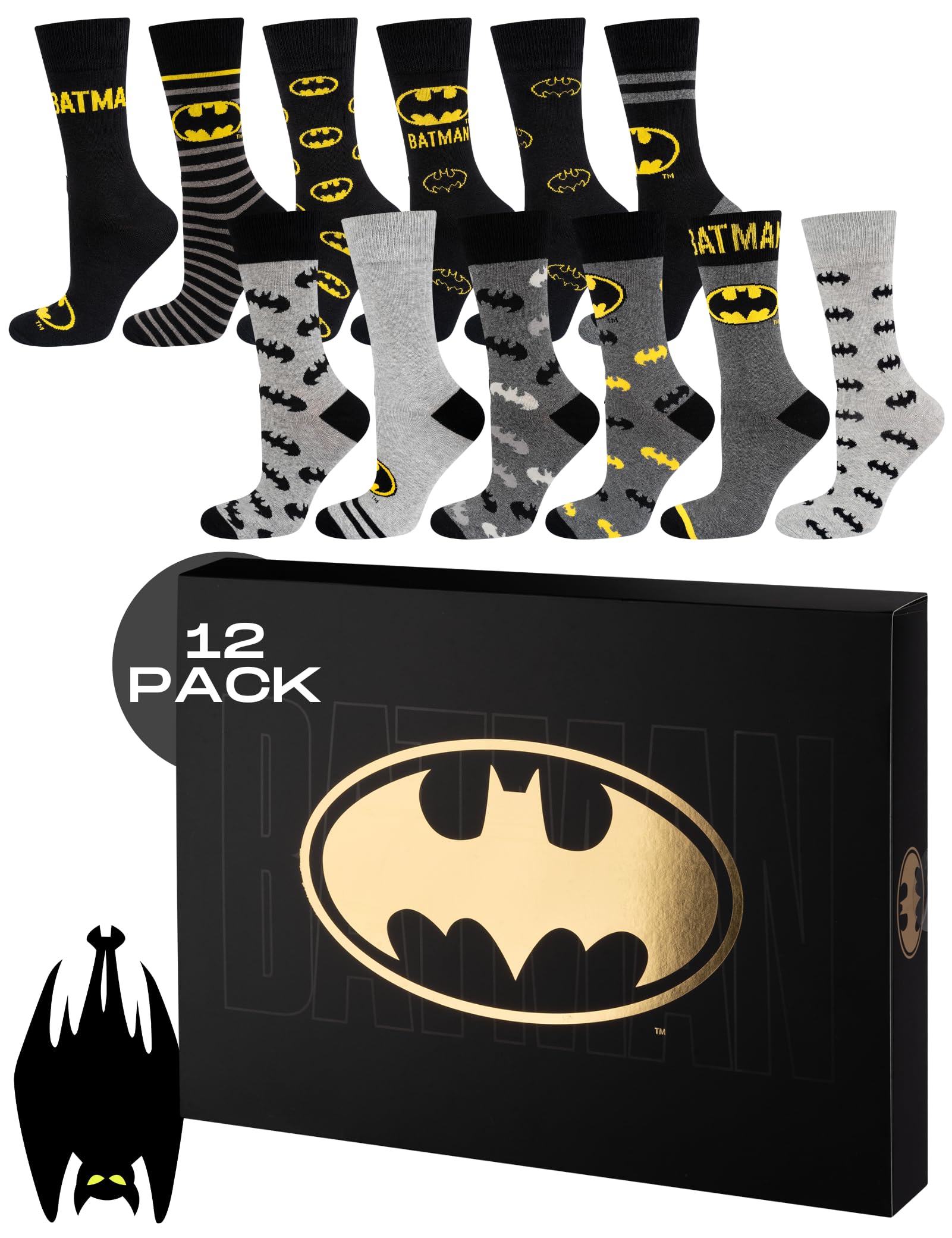 Men's Batman Advent Socks Gift Set - Batman 12 Pieces UK 6.5-10.5-image-ef4f3e7b-2d9c-4042-9c58-a5af6140f15a-115585