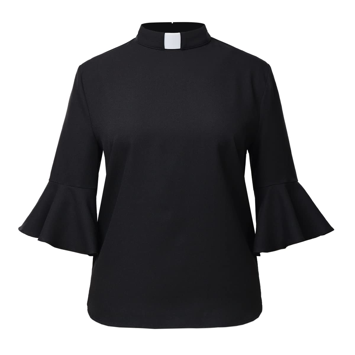 Clergy Shirt for Women Church Ruffle Flare Sleeve Tops Round 3/4-image-704a59c4-69c8-4a67-8a56-1b8860c98efe-35642