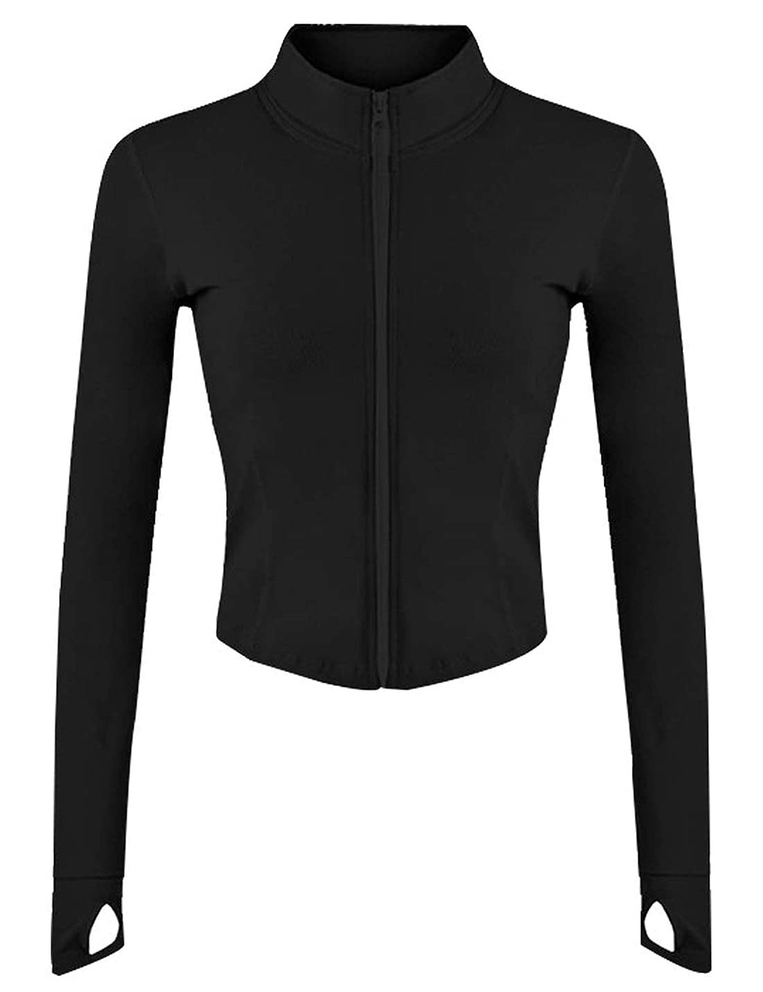 Sukany Women's Lightweight Full Zip Running Track Jacket Workout Black