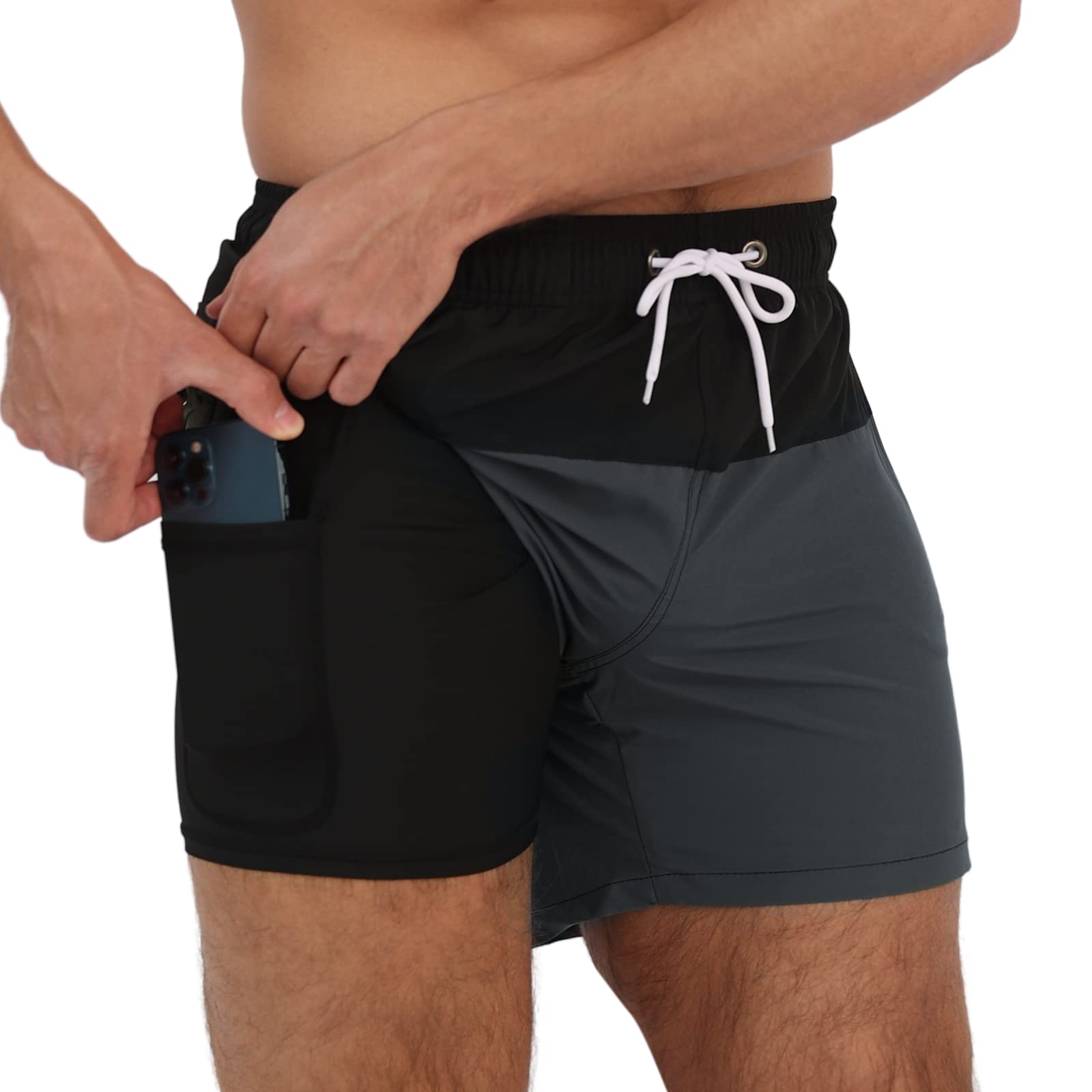 Men's 2-in-1 Swim Shorts - Black+Grey XXL-image-d2489f83-605a-4d9b-8354-c80437eeb05b-108719