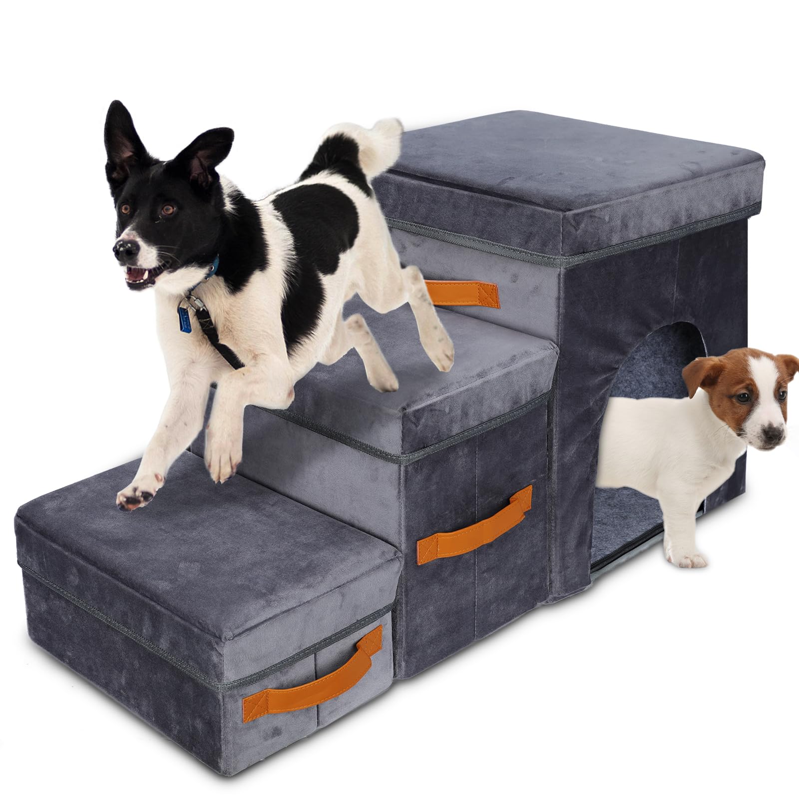 Foldable Pet Steps with Storage - Grey Standard-image-6c6f4630-6f99-48a2-a894-b31bb12b4346-103250