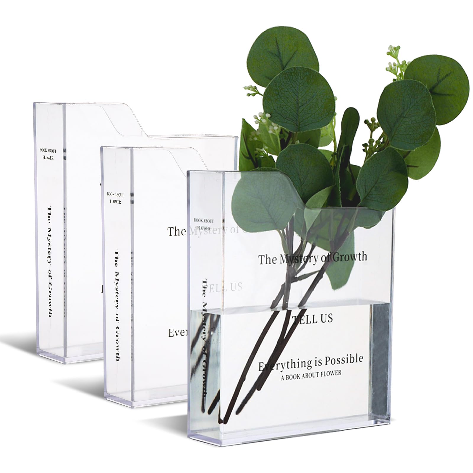 3 Pack Acrylic Book Vases - Clear 15x4x18cm-image-4a6be65f-75be-4851-af31-218cb1d7ba3e-96980