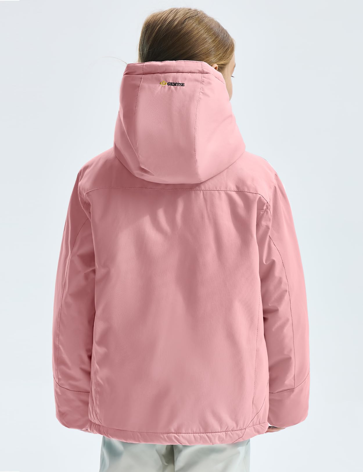 GEMYSE Ski-jack voor dames, waterdicht, winddicht, fleece, outdoor, winterjas, regenjas met capuchon, 140/146 cm