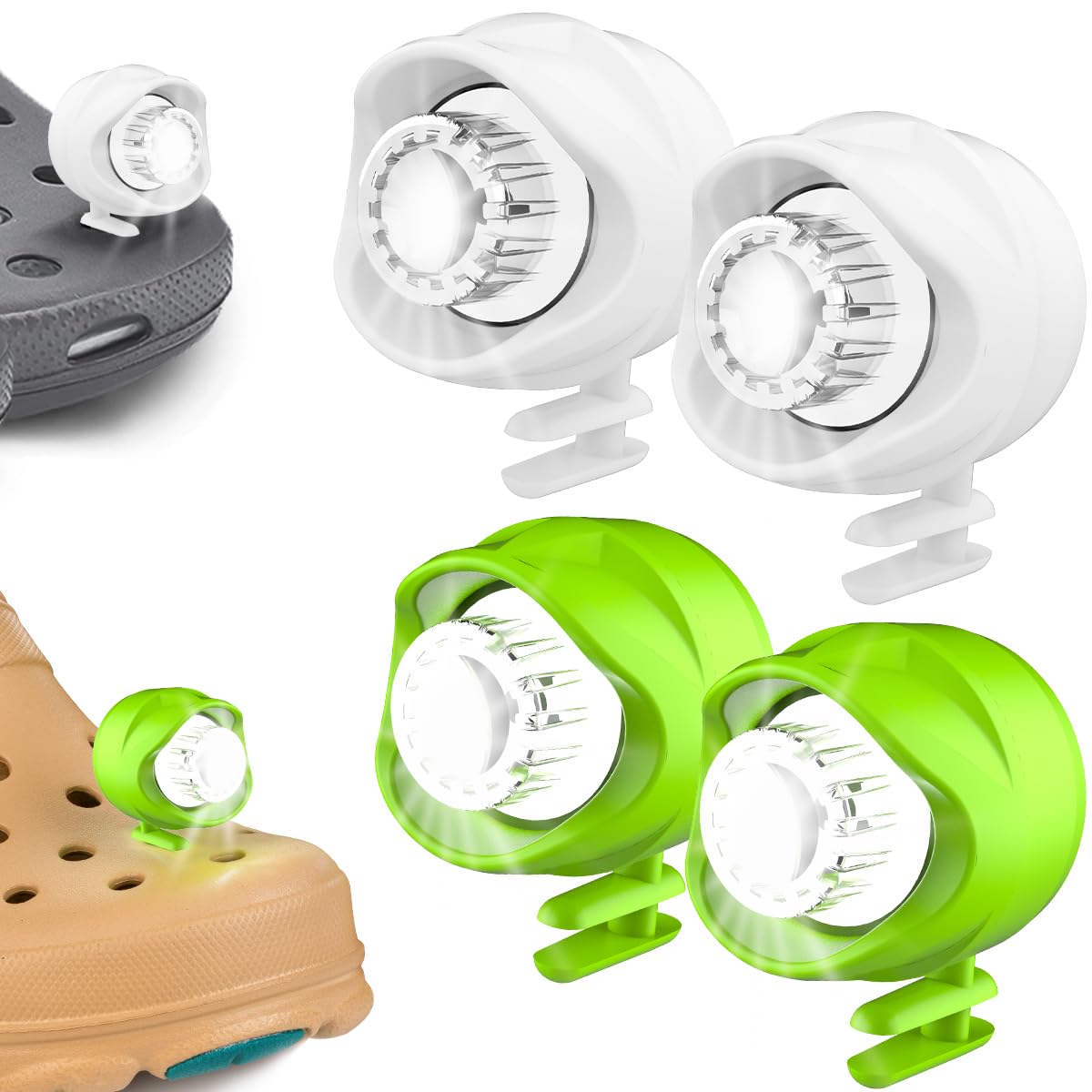 Mudvime Headlights Waterproof 4Pcs, IPX5 3 Walking, (2 White/ 2 Green)-image-203e6007-c736-4ecb-b20d-895764d25255-59166