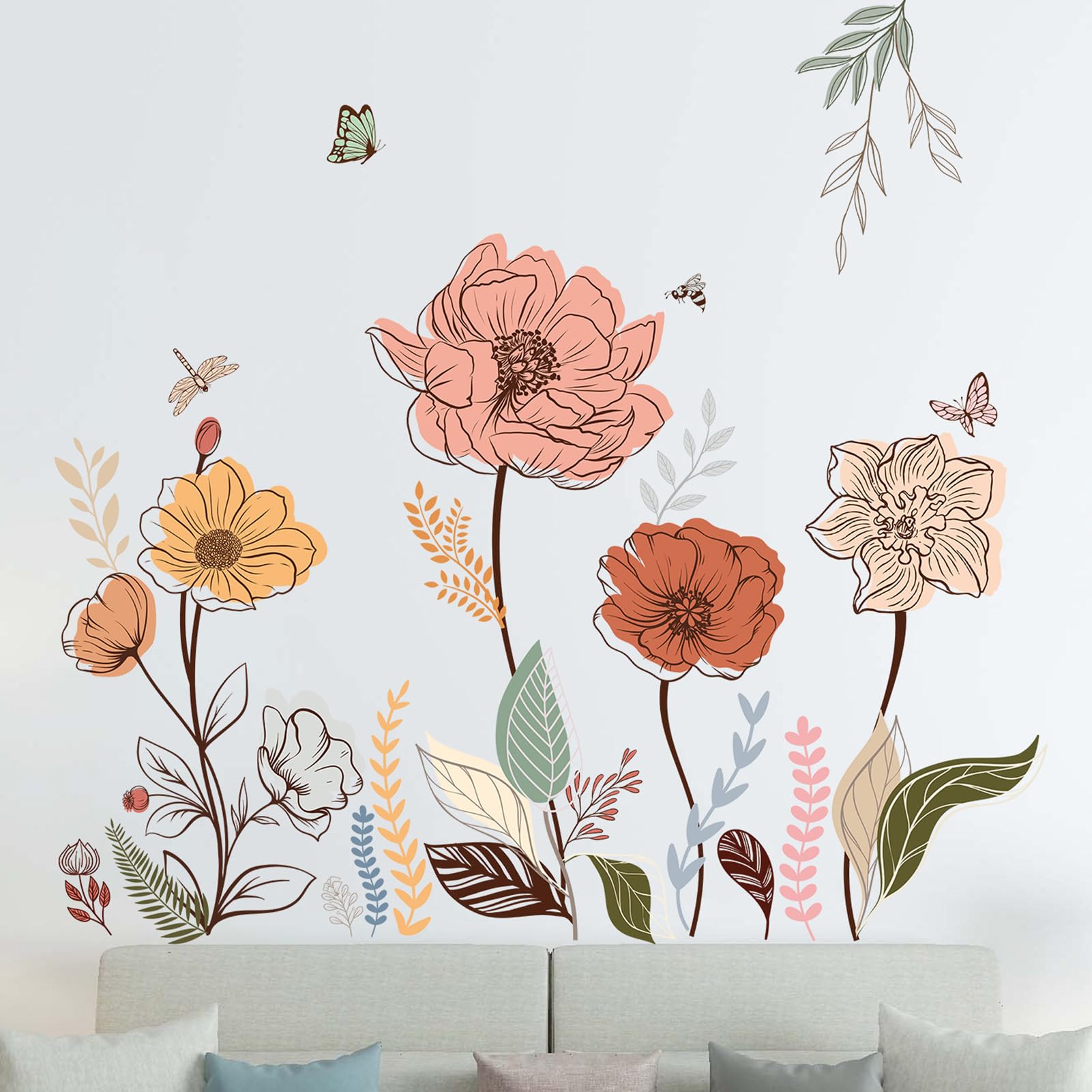 Boho Flower Wall Stickers - Peel & Stick Wildflower & Butterfly Décor for Bedroom-image-c0d6fc8b-5d66-4d40-9ce3-2fdb7c309946-60828
