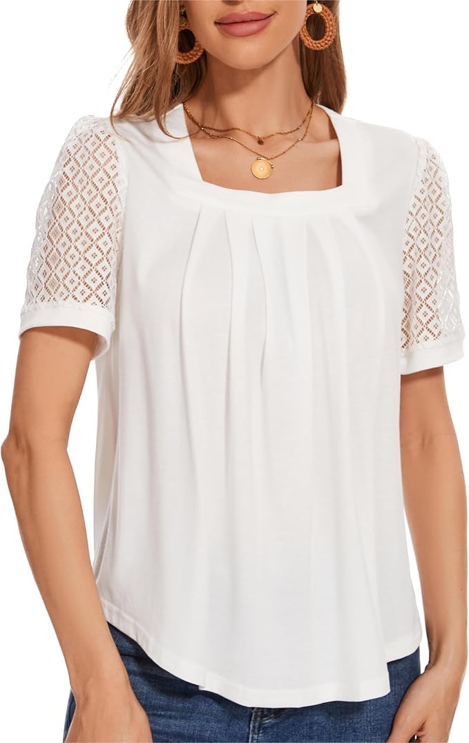 White Square Neck Puff Sleeve Blouse-image-bc289f96-8e78-46c6-8d76-274bdff3793d-44050