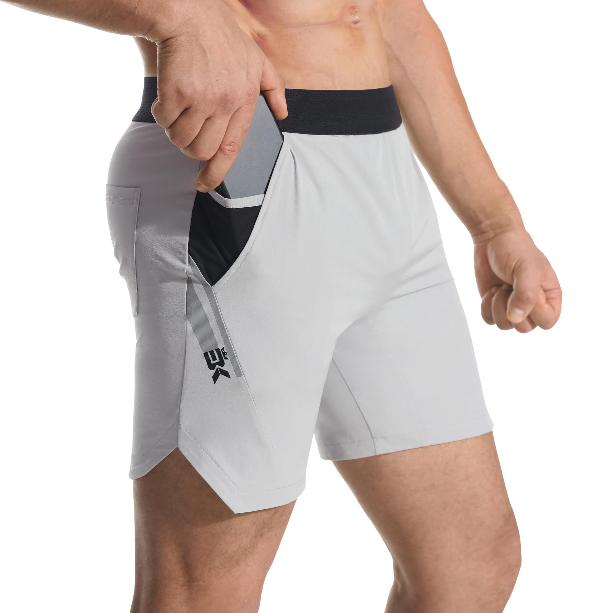 Men's 5 Inch Gym Running Shorts - Large Light Grey-image-a0f3bdb9-16a0-4c85-abfa-94a6d711f95e-88581